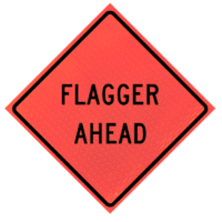 Workers Ahead 48" Marathon™ Roll-up | Flagger Ahead (w20-7a) 48" Marathon™ Roll-up