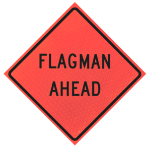 Flagman Ahead 48" Marathon™ Roll-up Sign