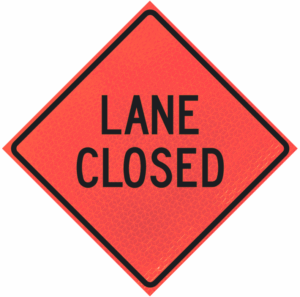 Lane Closed 48" Marathon™  Roll-up Sign