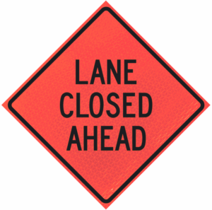 Lane Closed Ahead 48" Marathon™  Roll-up Sign