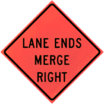 Lane Closed 48" Marathon™ Roll-up Sign | Roll-up Sign Lane Ends Merge Right (w9-2r) 48" Marathon™