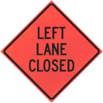 Lane Ends Merge Left (w9-2l) N48" Marathon™ Roll-up Sign | Left Lane Closed 48" Marathon™ Roll-up Sign