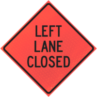 Flagman Ahead 48" Marathon™ Roll-up Sign | Left Lane Closed 48" Marathon™ Roll-up Sign