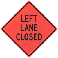 End Constructio 48" Marathon™ Roll-up Sign | Left Lane Closed 48" Marathon™ Roll-up Sign