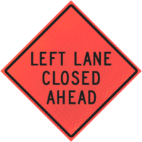 End Constructio 48" Marathon™ Roll-up Sign | Roll-up Sign Left Lane Closed Ahead (w20-5l) 48" Marathon™