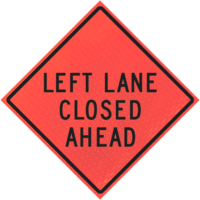 500 Ft Overlay 48" Marathon™ Roll-up Sign | Roll-up Sign Left Lane Closed Ahead (w20-5l) 48" Marathon™