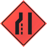 Lane Ends Merge Right (w9-2r) 48" Marathon™ Roll-up Sign | Left Lane Reduction (symbol) 48" Marathon™ Roll-up Sign