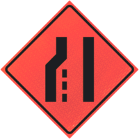 End Constructio 48" Marathon™ Roll-up Sign | Left Lane Reduction (symbol) 48" Marathon™ Roll-up Sign