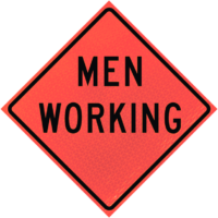 Bridge Work Ahead 48" Marathon™ Roll-up Sign | Men Working 48" Marathon™ Roll-up