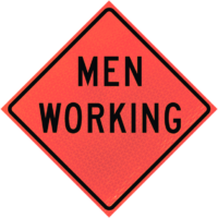 End Constructio 48" Marathon™ Roll-up Sign | Men Working 48" Marathon™ Roll-up