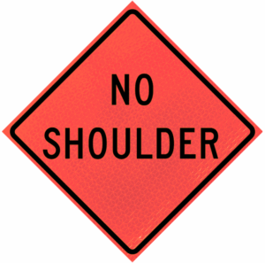 No Shoulder (w8-23) 48" Marathon™  Roll-up Sign