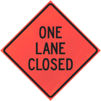Workers Ahead 48" Marathon™ Roll-up | One Lane Closed 48" Marathon™ Roll-up Sign