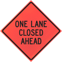 Workers Ahead 48" Marathon™ Roll-up | One Lane Closed Ahead 48" Marathon™ Roll-up Sign
