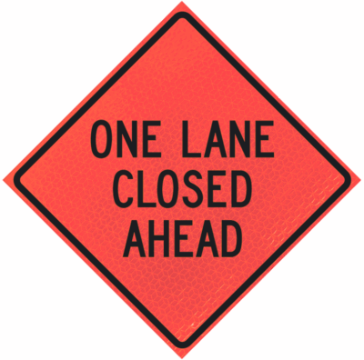 One Lane Closed Ahead 48" Marathon™ Roll-up Sign | One Lane Closed Ahead 48" Marathon™ Roll-up Sign