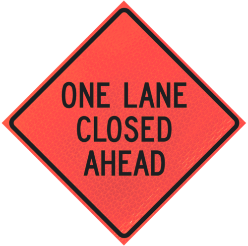 One Lane Closed Ahead 48" Marathon™ Roll-up Sign | One Lane Closed Ahead 48" Marathon™ Roll-up Sign