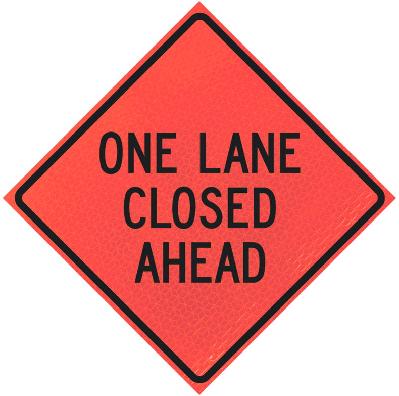 one lane ahead traffic control sign 