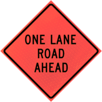 Single Lane Ahead 48" Marathon™ Roll-up | One Lane Road Ahead (w20-4)n48" Marathon™ Roll-up Sign