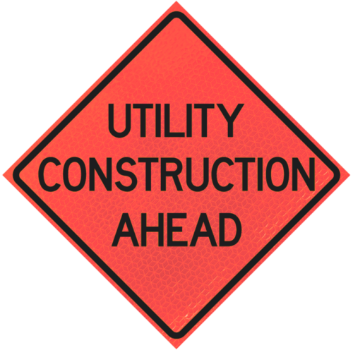 Utility Construction Ahead 48" Marathon™ Roll-up | Utility Construction Ahead 48" Marathon™ Roll-up