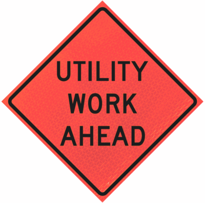 Utility Work Ahead (w21-7) 48" Marathon™ Roll-up Sign | Utility Work Ahead (w21-7) 48" Marathon™ Roll-up Sign