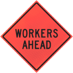 Workers Ahead 48" Marathon™ Roll-up | Workers Ahead 48" Marathon™ Roll-up