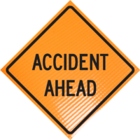 Pogo Roll-Up Traffic Sign Stand | Accident ahead 48" non-reflective roll-up sign