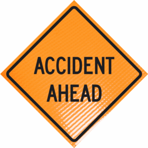 Accident ahead 48" non-reflective roll-up sign