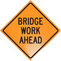 bridge work ahead roll-up sign