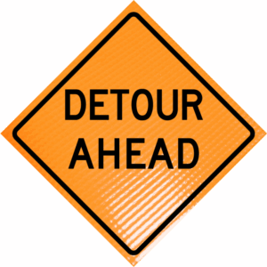 Detour ahead (w20-2)  48" non-reflective roll-up sign