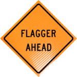 flagger ahead roll up sign