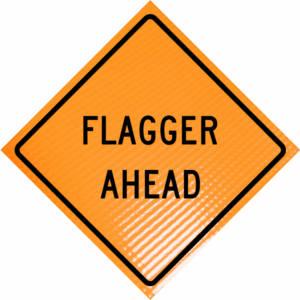 flagger ahead roll up sign