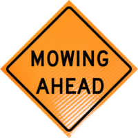 Mowing ahead (w-21-8)  48" non-reflective roll-up sign - Image 1