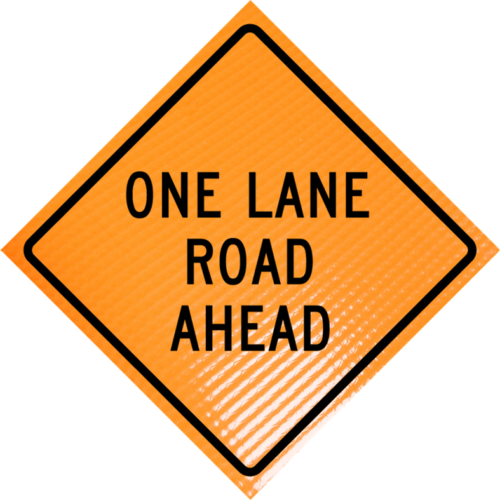 | One lane road ahead w20-4 48" non-reflective