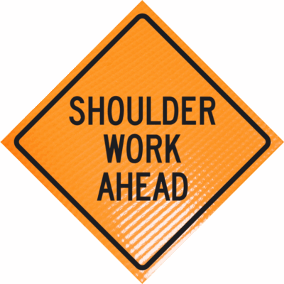| Shoulder work ahead 48" non-reflective roll-up sign