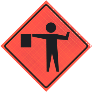 flagger (symbol) (w20-7) 48" Super Bright™ Roll-up