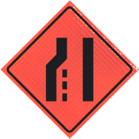 | Left Lane Reduction (symbol) 48" Super Bright™ Roll-up Sign