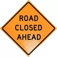 road closed ahead vinyl roll up sign for sale