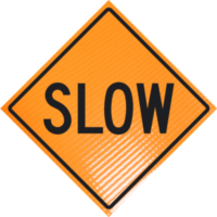 slow sign for traffic zone