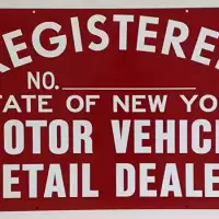 NYS DMV Metal Signs Registered Motor Vehicle Retail Dealer
