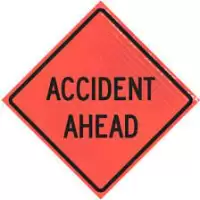 accident ahead roll-up sign