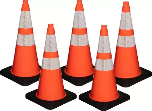 28 inch 7lb black base traffic cone