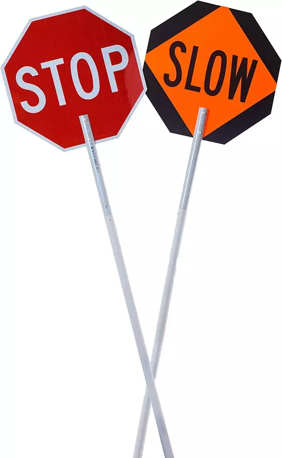  STOP / SLOW  Paddle with 24" Staff