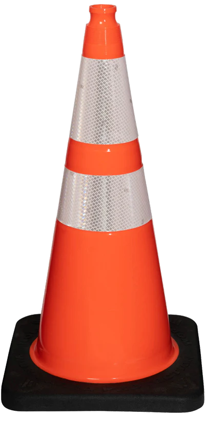 black base traffic cone