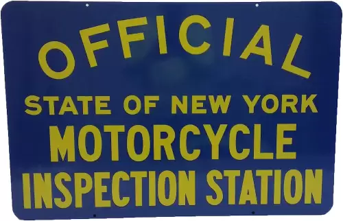 Official State of New York Motorcycle Inspection Station Sign