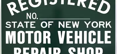 Registered No. State of New York Motor Vehicle Repair Shop