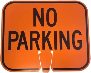 Plastic Traffic Cone Top Sign - NO PARKING