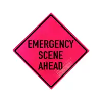 Emergency Scene Ahead Pink Roll-Up Sign