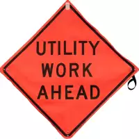 Utility Work Ahead MESH Roll-Up Warning Sign 48 inch